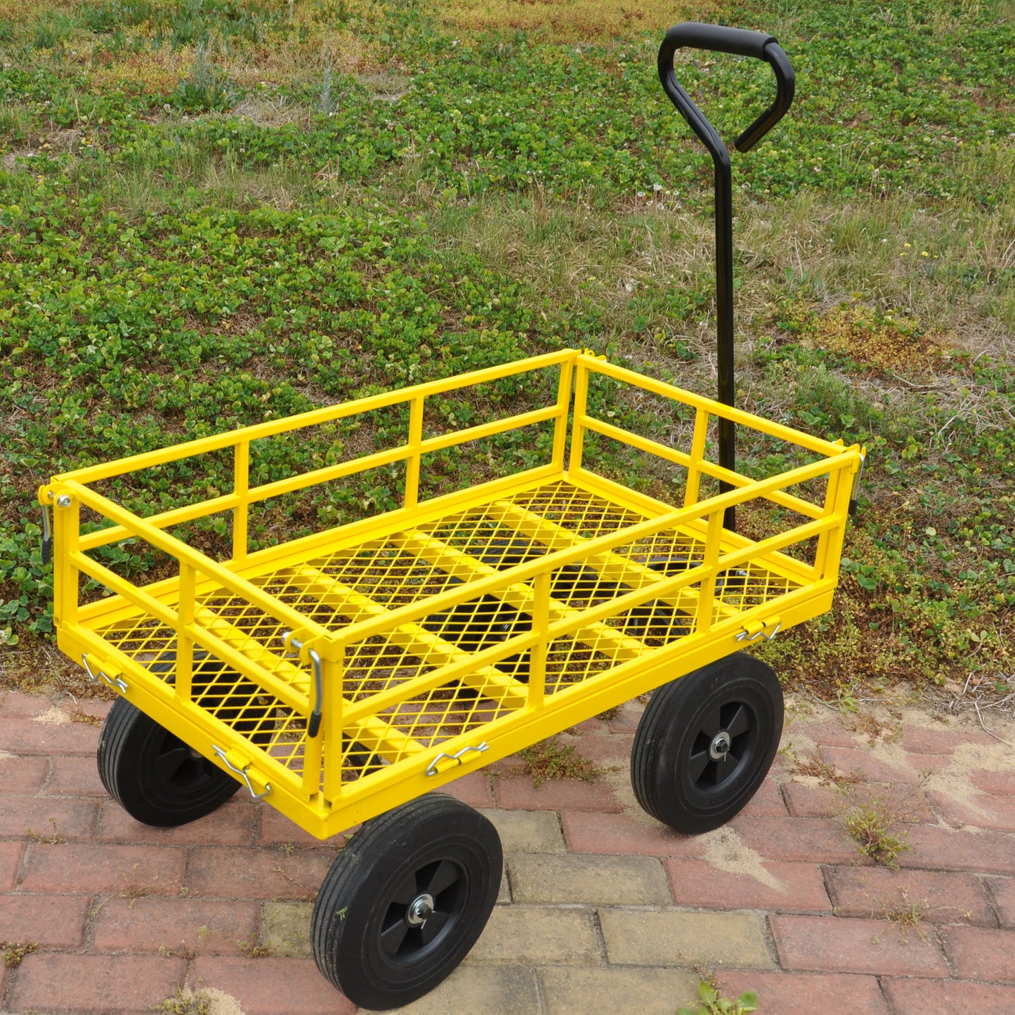 Tools cart Wagon Cart Garden cart trucks make it easier to transport firewood （Yellow colour）