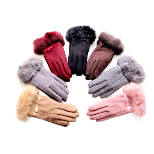 Kitten Mittens Faux Fur Lining Touch Smart Gloves by VistaShops