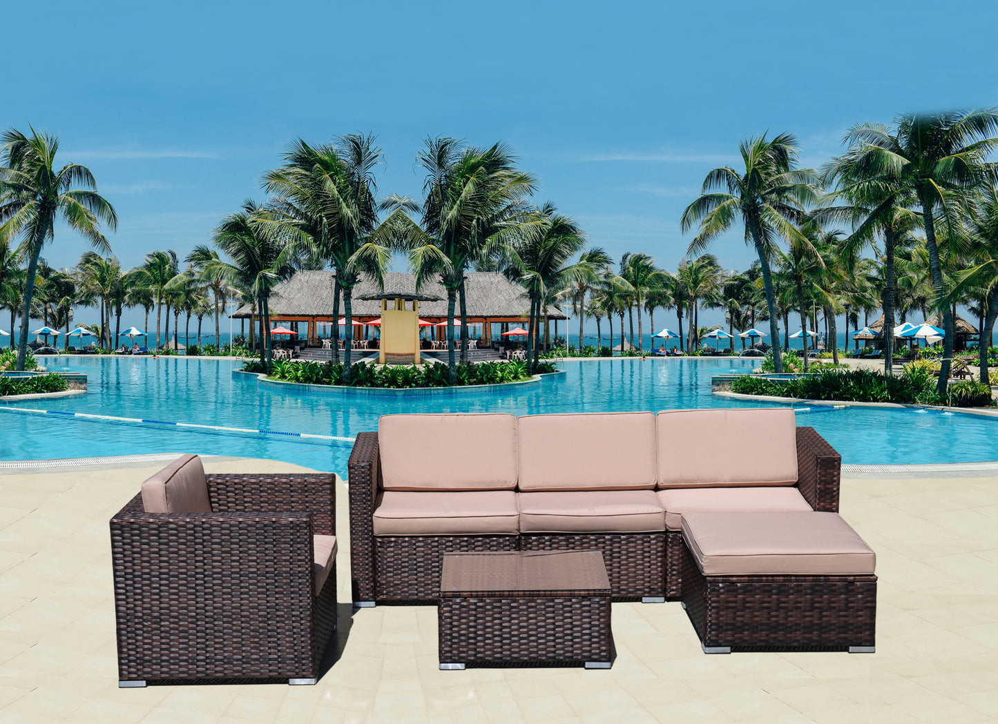 Outdoor PE Rattan Sofa Set of 4