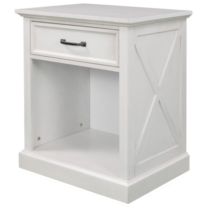 Modern Wooden Nightstand with Drawers Storage for Living Room/Bedroom, White