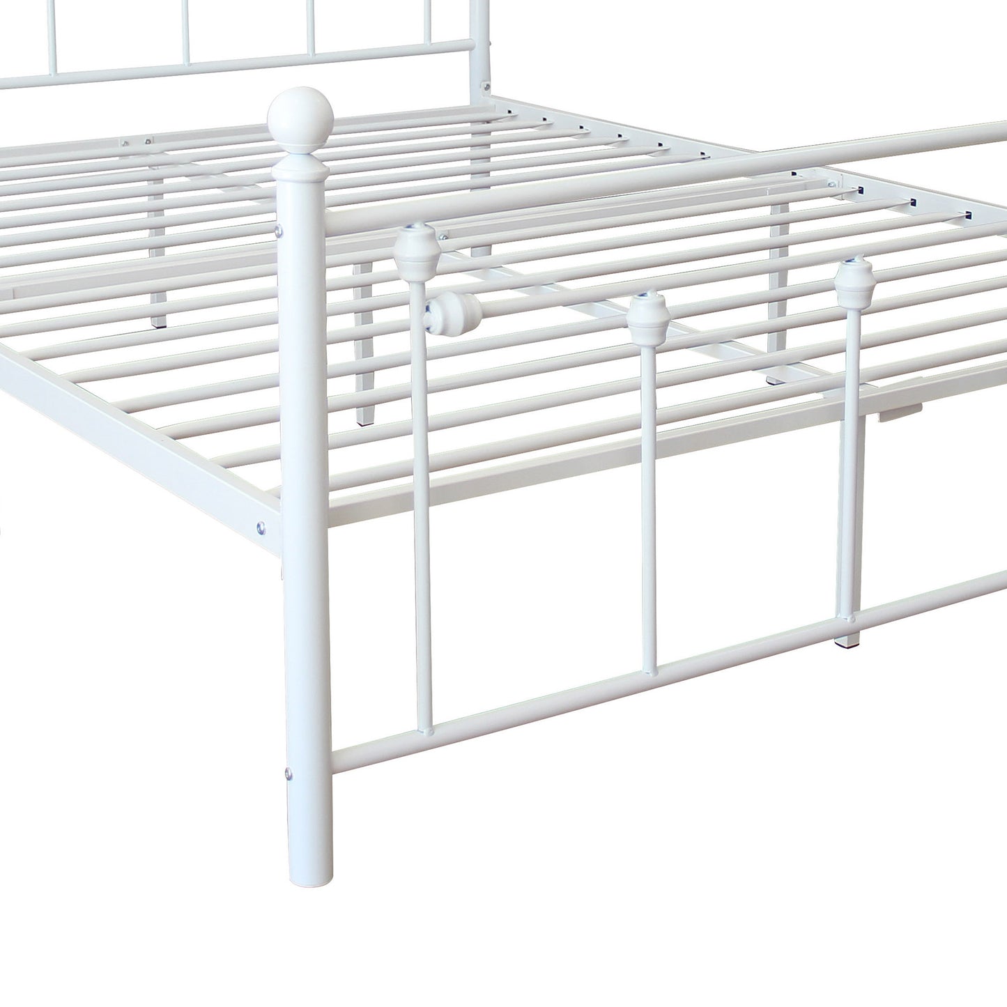 Full Size Metal Bed Frame with Headboard and Footboard (White)