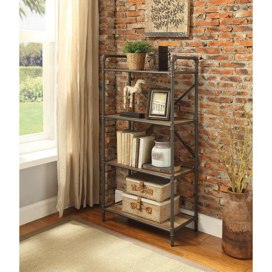 ACME Itzel Bookshelf in Antique Oak & Sandy Gray 97163