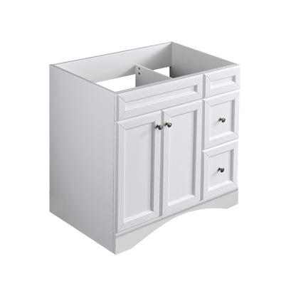 36 in. White Vanity Cabinet, Left Version