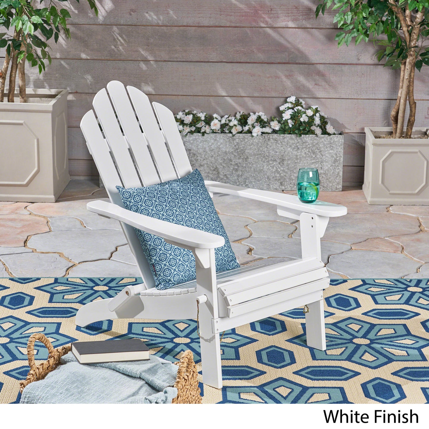 Outdoor foldable solid wood ADIRONDACK white chair