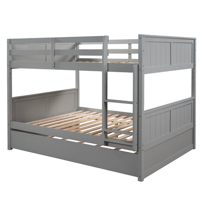 Full Over Full Bunk Bed with Twin Size Trundle, Gray ( old sku: LP000150AAE )