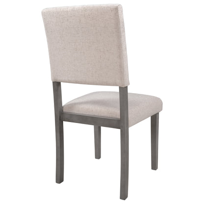 TOPMAX Mid-Century Wood 4 Upholstered Dining Chairs for Small Places, Beige