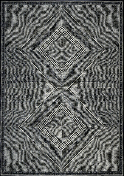 Benzara Black and White Viscose Area Rug 5x8