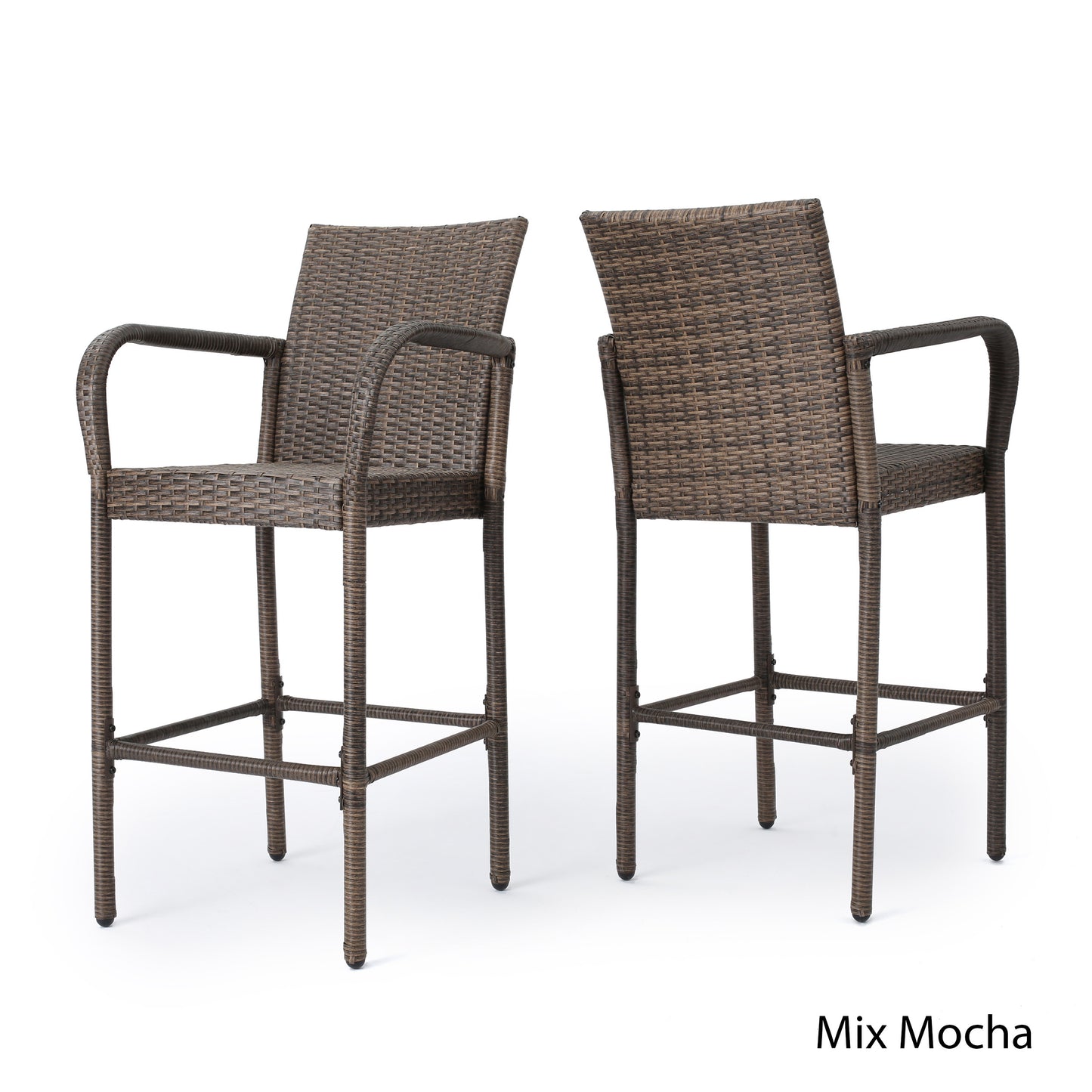 Stewart 30-Inch Outdoor Mix mocha Wicker Barstool (Set of 2)