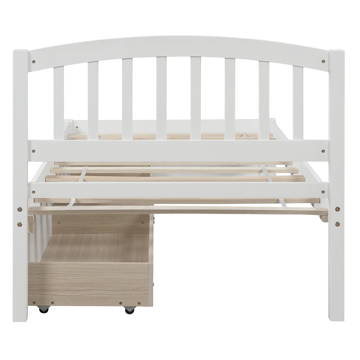 Twin Platform Storage Bed Wood Bed Frame with Two Drawers and Headboard, White （Previous SKU: SF000062KAA）