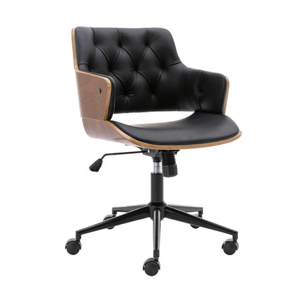 HengMing Bentwood Adjustable Office Chair , black PU Leather Upholstery and black foot