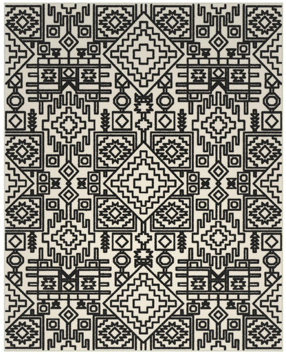 Mercana Ivory and Black Chenille High-Low Area Rug 5x8