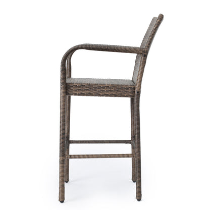 Stewart 30-Inch Outdoor Mix mocha Wicker Barstool (Set of 2)