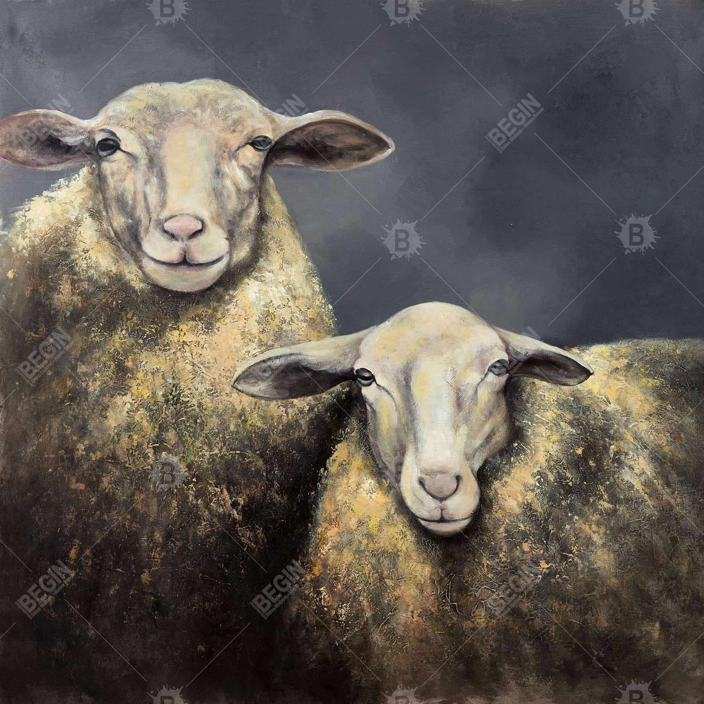 Two sheeps - 32x32 Print on canvas