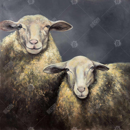 Two sheeps - 32x32 Print on canvas