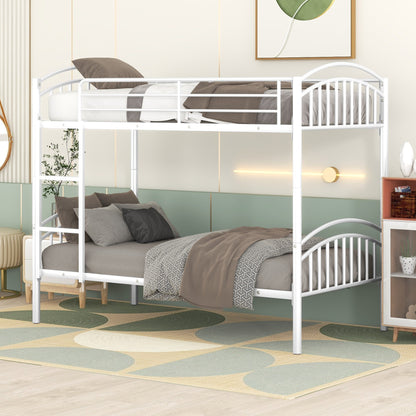 Twin Over Twin Metal Bunk Bed,Divided into Two Beds(White)（OLD SKU:MF280424AAK）