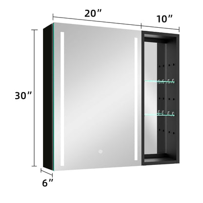 30x30 Inch Bathroom Medicine Cabinets Surface Mounted Cabinets With Lighted Mirror Left Defogging, Small Cabinet No Door