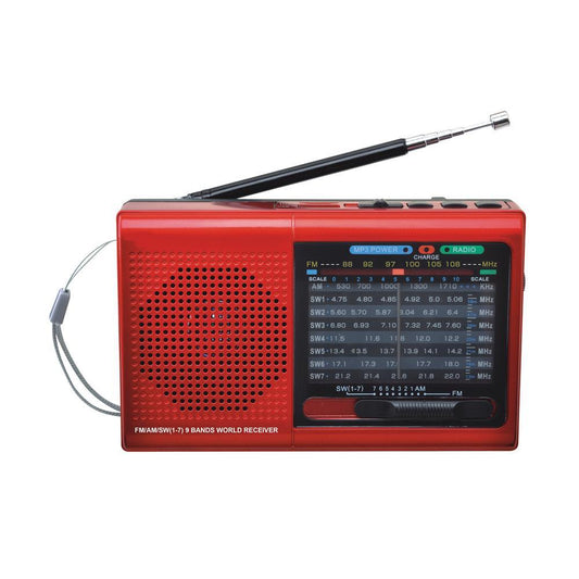 9 Band Radio With Bluetooth - Red by VYSN