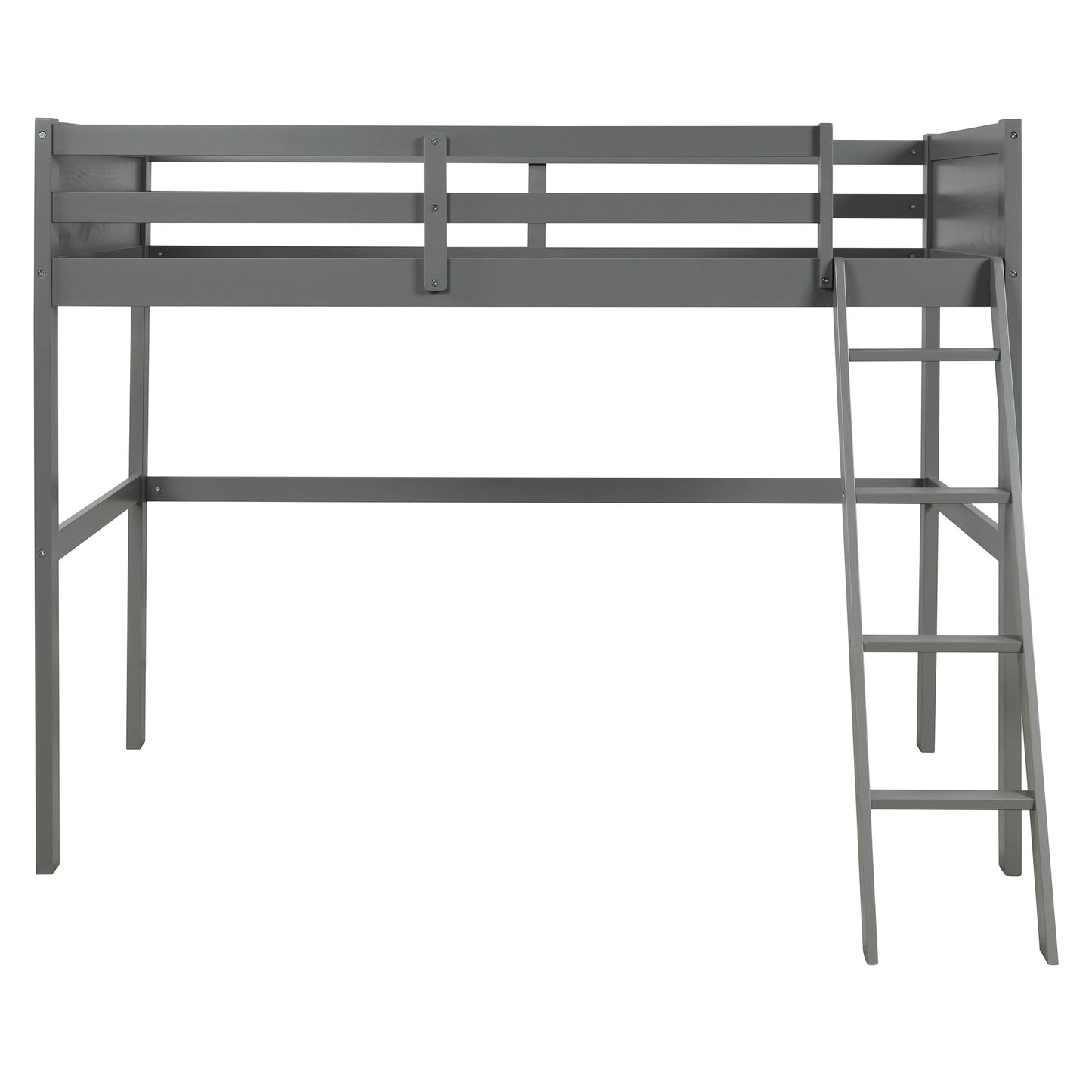 Twin over Full Loft Bed with Cabinet, Gray