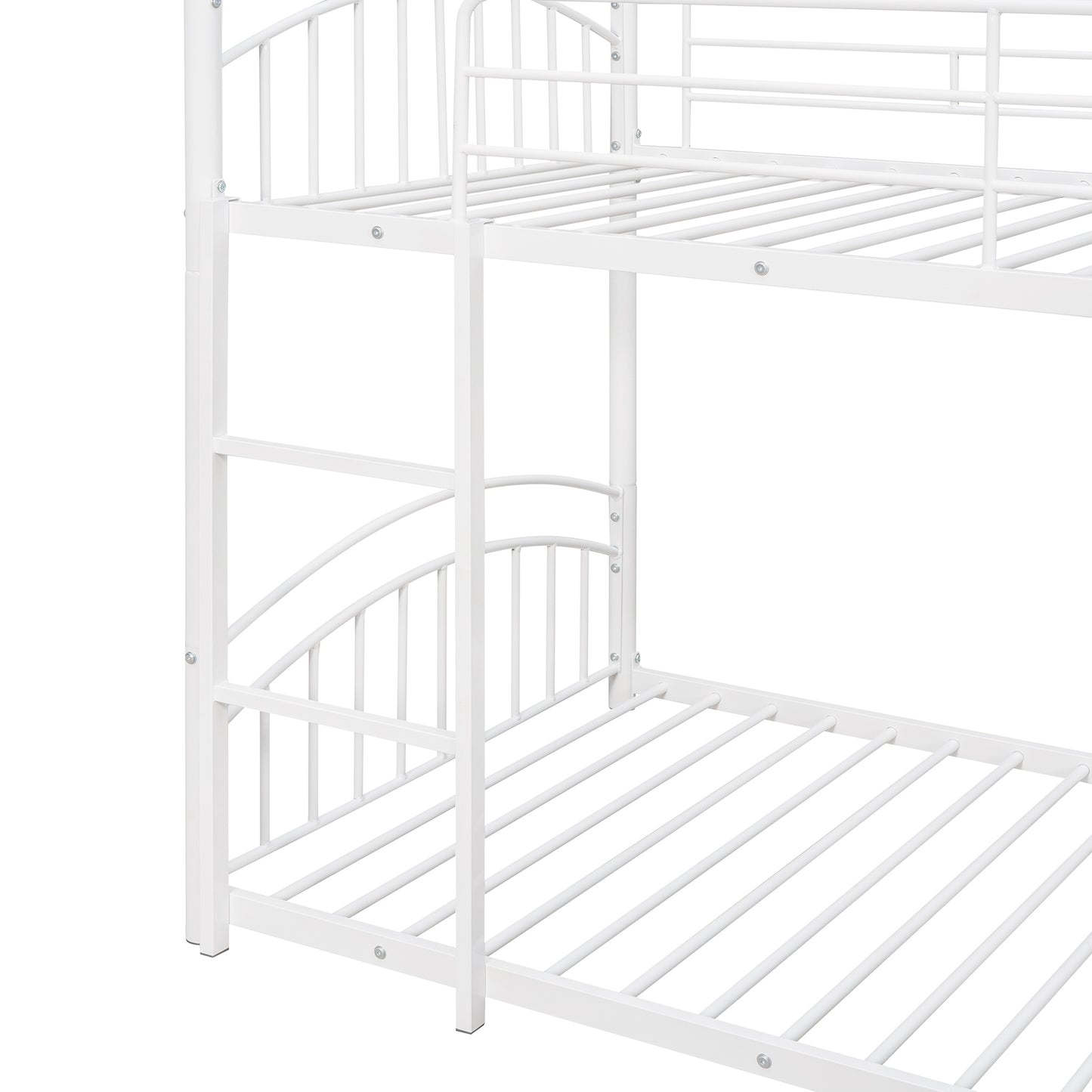 Twin Over Twin Metal Bunk Bed With Slide,Kids House Bed White