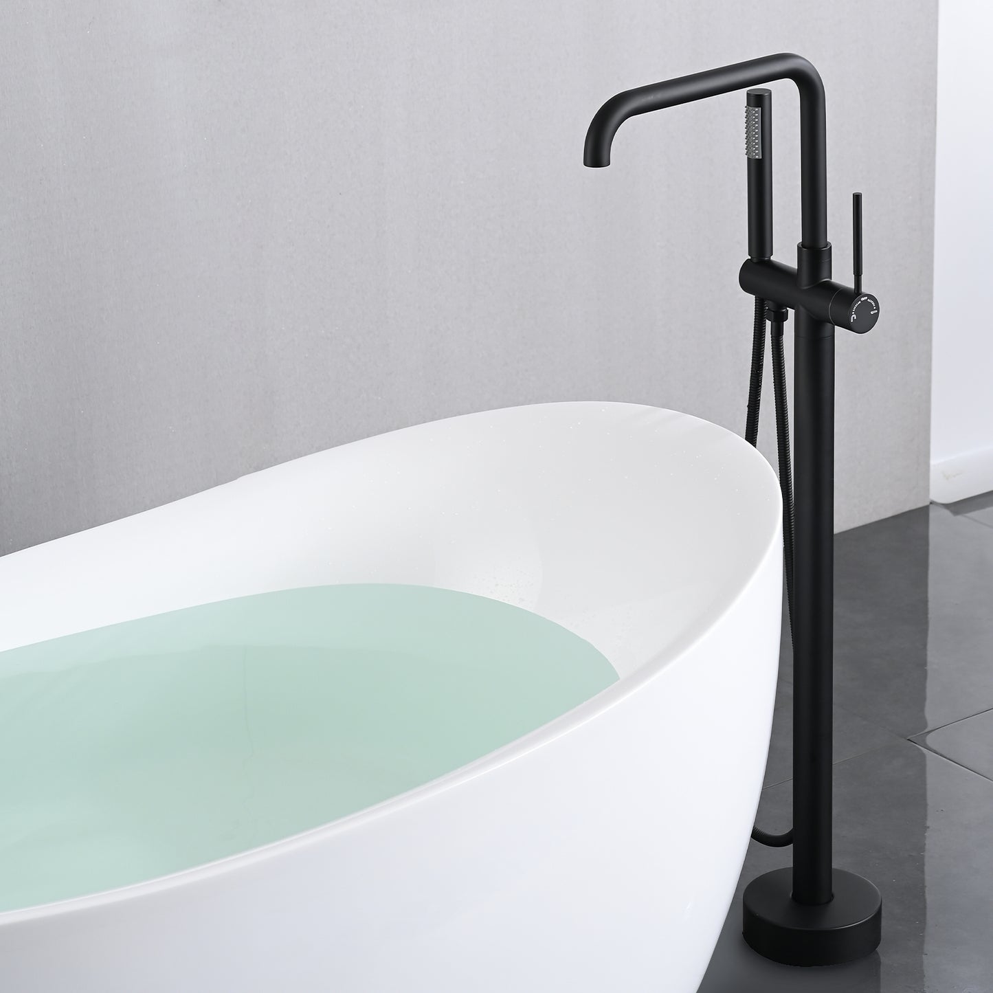 Single Handle Floor Mounted Tub Filler with Handshower