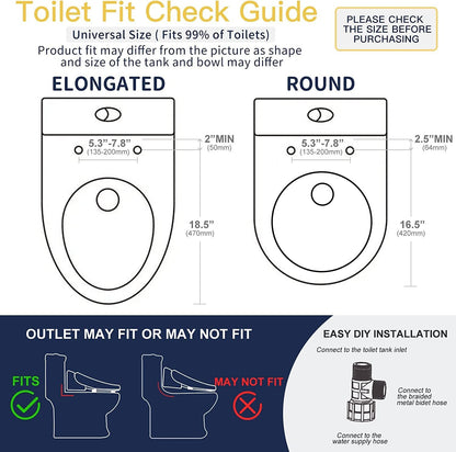 Mitcent Smart Bidet Toilet Seat with LED Light, Heated Bidet, Warm Water Washing, Hot Air Dryer, Remote Control, Patented Child Mode, Easy Installation, S6