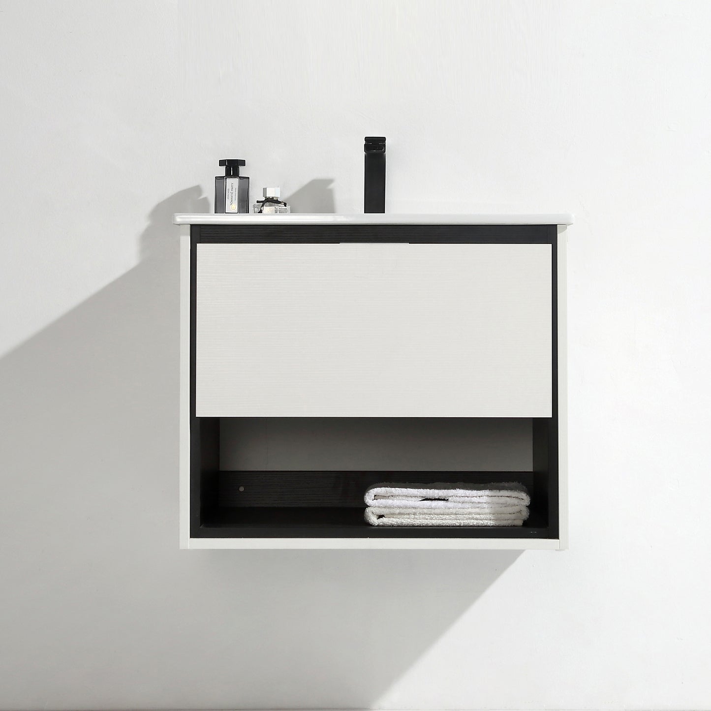 24 inches Floating Bathroom Vanity Combo with Integrated Single Sink and 1 Soft Close Drawer