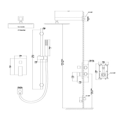 10" Rain Shower Head Systems ,with 26.18 inch Adjustable Angle Slide Bar,Brushed Nickel,Wall Mounted shower