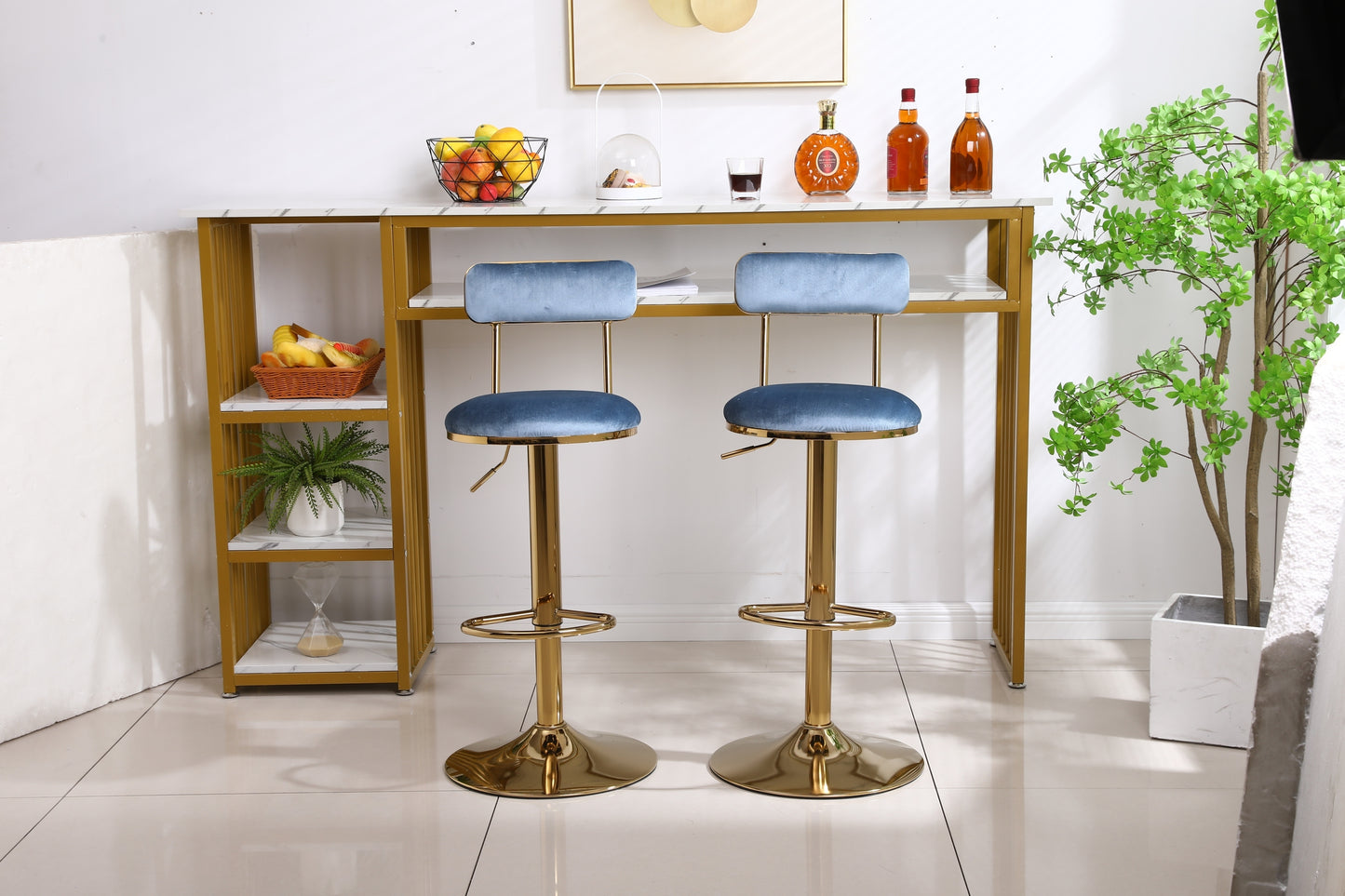 Bar Stools with Back and Footrest Counter Height Dining Chairs  2pcs/ctn