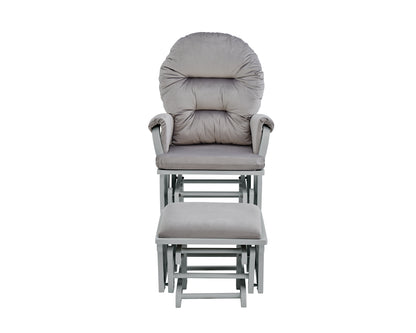 Madison Glider and Ottoman Gray Wood and Light Gray Fabric