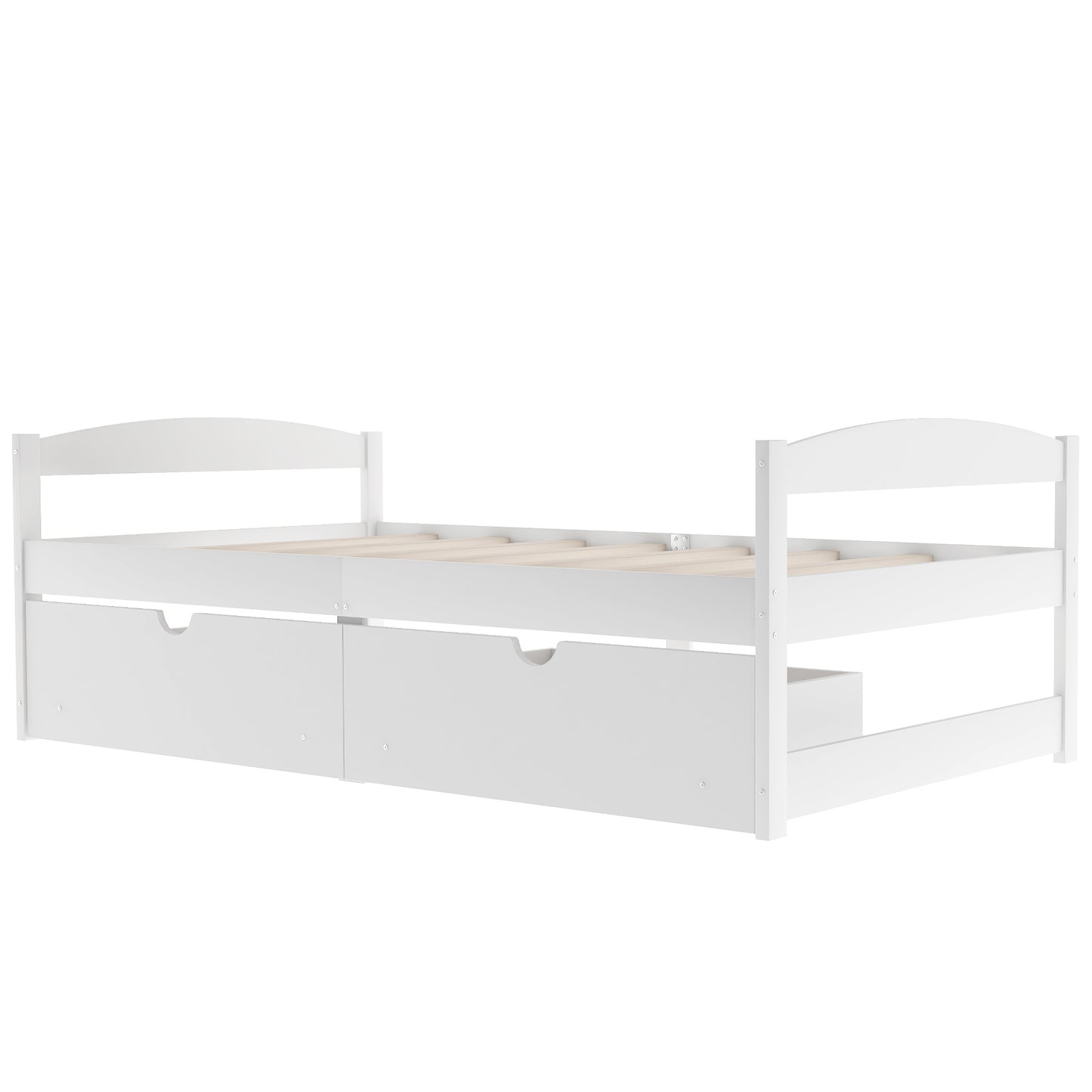 Twin size platform bed, with two drawers, white（New）