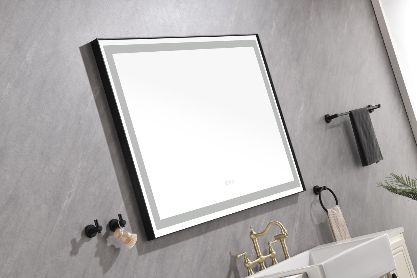 LED Lighted Bathroom Wall Mounted Mirror with High Lumen+Anti-Fog Separately Control