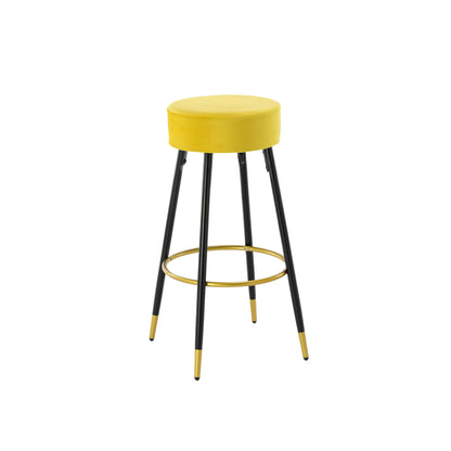 Counter Height Bar Stools Set of 2, Velvet Kitchen Stools Upholstered Dining Chair Stools 24 Inches Height with Golden Footrest for Kitchen Island Coffee Shop Bar Home Balcony,