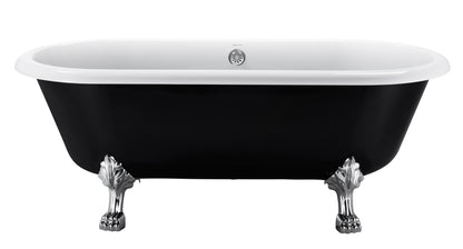 67" 100% Acrylic Freestanding Bathtub，Contemporary Soaking Tub，white inside black outside