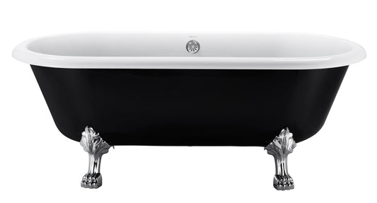 67" 100% Acrylic Freestanding Bathtub，Contemporary Soaking Tub，white inside black outside