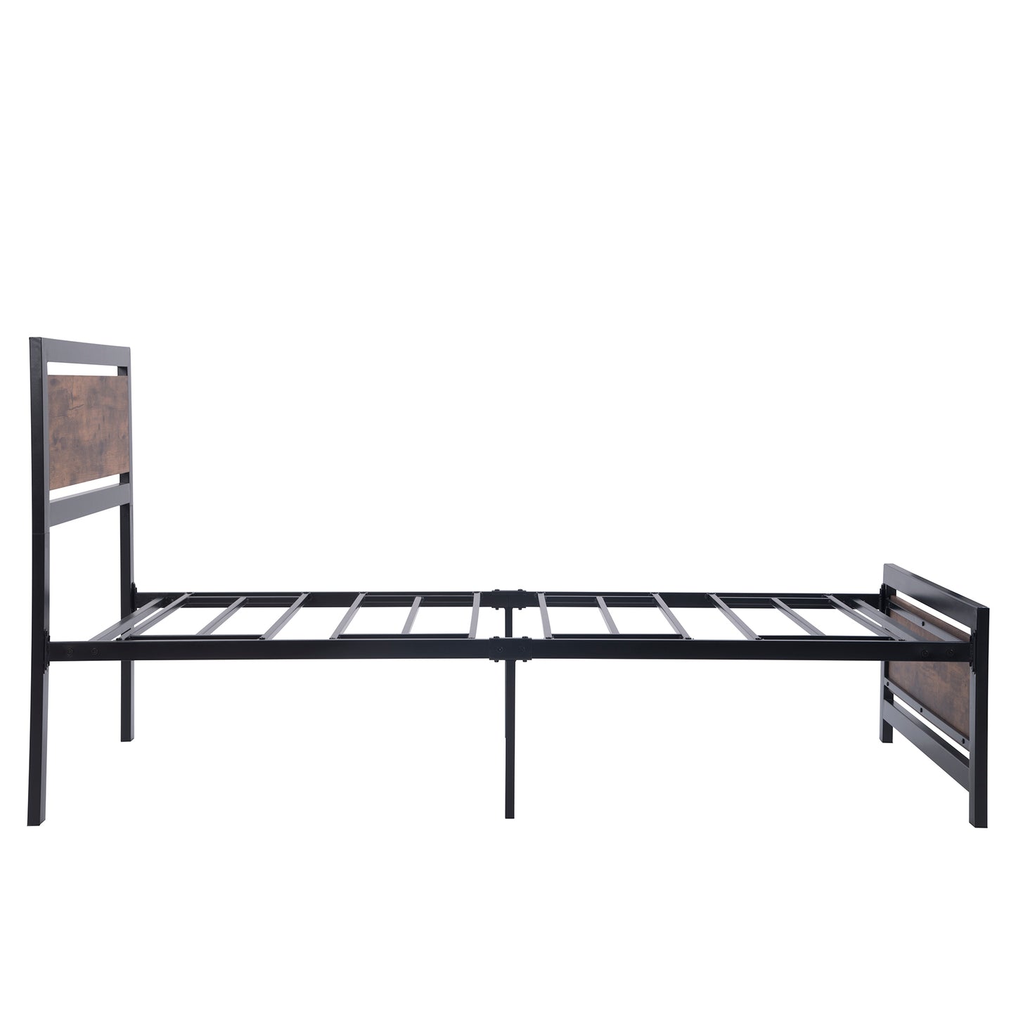 Metal and Wood Bed Frame with Headboard and Footboard ,Twin Size Platform Bed ,No Box Spring Needed, Easy to Assemble(BLACK)