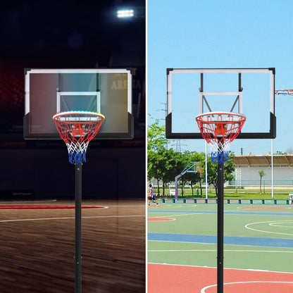 Portable Basketball Hoop Basketball System 4.76-10ft Height Adjustment for Youth Adults LED Basketball Hoop Lights, Colorful lights, Waterproof，Super Bright to Play at Night Outdoors,Good Gift for Kid