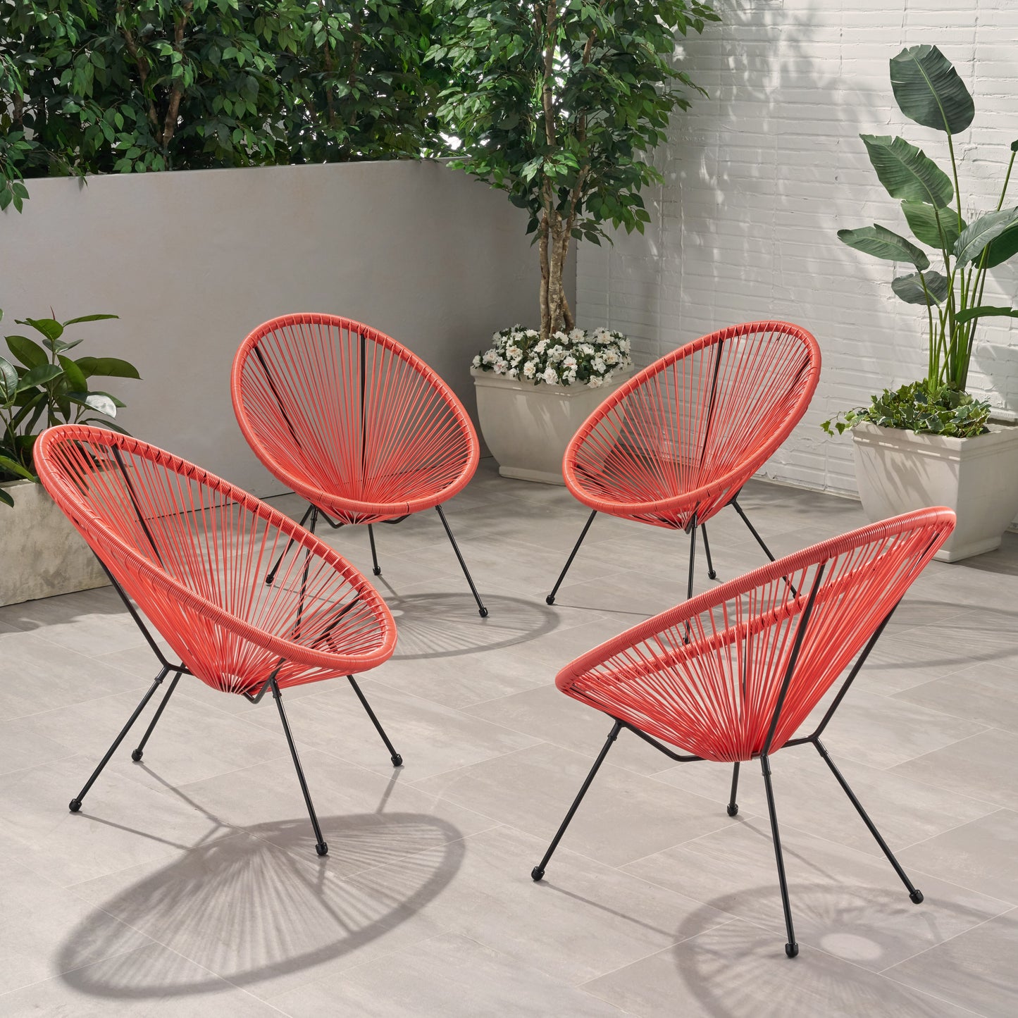 Great Deal Furniture Alexis Outdoor Woven Chair Orange+Black （set of 2）