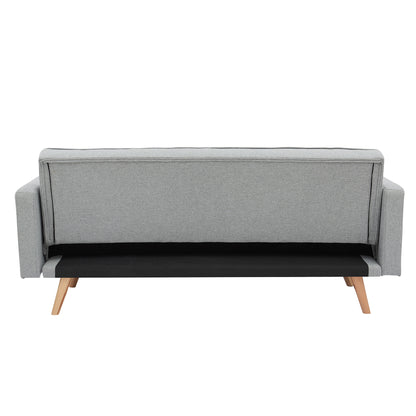 Light Grey Double Corner Folding Sofa Bed, Two Throw Pillows