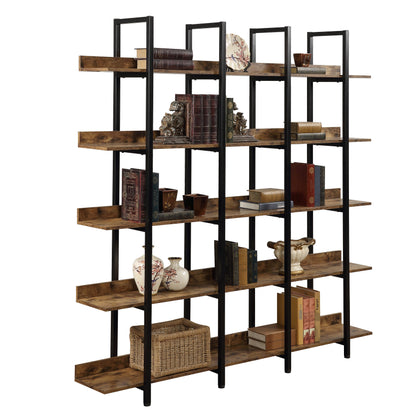 [VIDEO] 5 Tier Bookcase Home Office Open Bookshelf, Vintage Industrial Style Shelf with Metal Frame, MDF Board