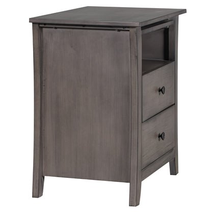 Multifunctional Storage Nightstand with 2 Drawers and an open cabinet,Grey