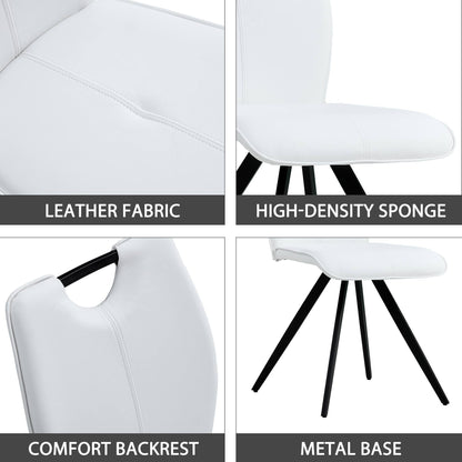 Modern Middle Ages Grey Dining Chairs Set of 4,Office chair. Living Room Armless Accent PU Leather Chairs for Home, Kitchen, Cafe, Office,Dresser ,Waiting Room, Farmhouse,Restaurant （White）