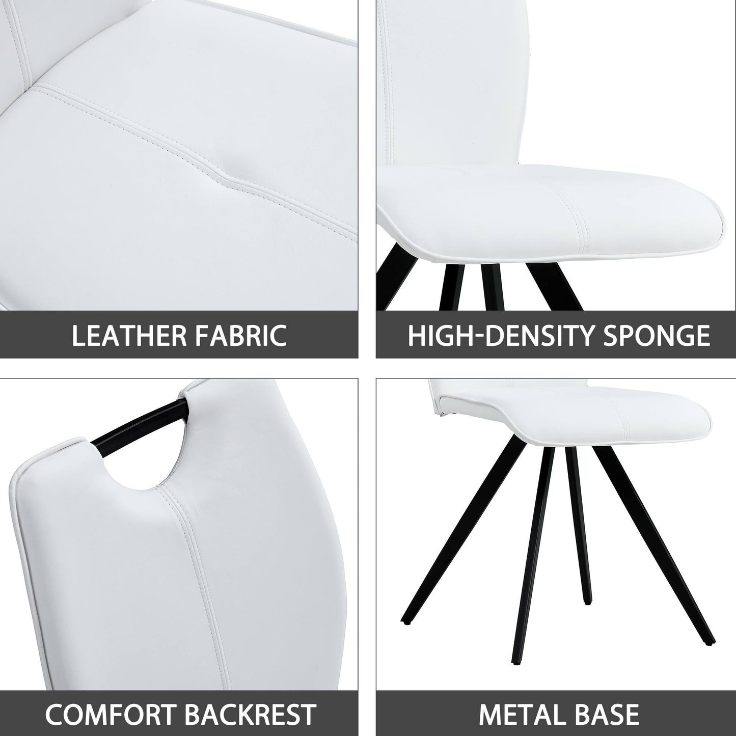 Modern Middle Ages Grey Dining Chairs Set of 2,Office chair. Living Room Armless Accent PU Leather Chairs for Home, Kitchen, Cafe, Office,Dresser ,Waiting Room, Farmhouse,Restaurant （White）