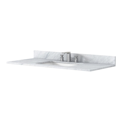 Bathroom Vanity Top49 "x 22" natural stone   Carrara white natural marble, CUPC ceramic sink and three-hole faucet hole with backsplash