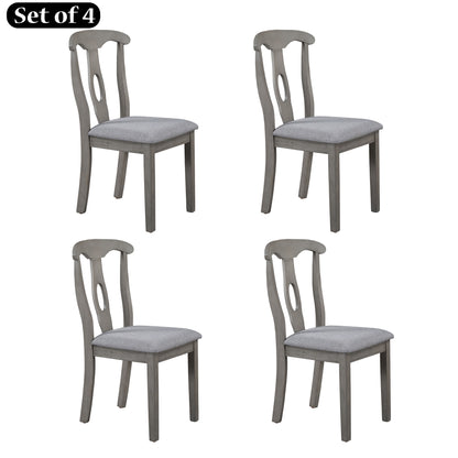 TOPMAX Rustic Wood Padded Dining Chairs for 4, Grey