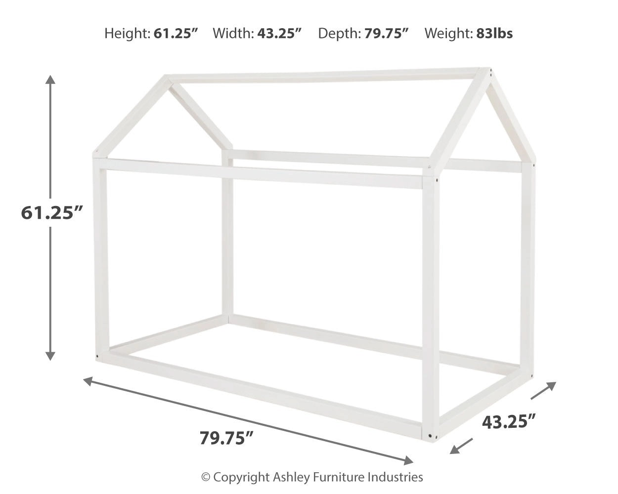 Ashley Flannibrook White Contemporary Twin House Bed Frame B082-261