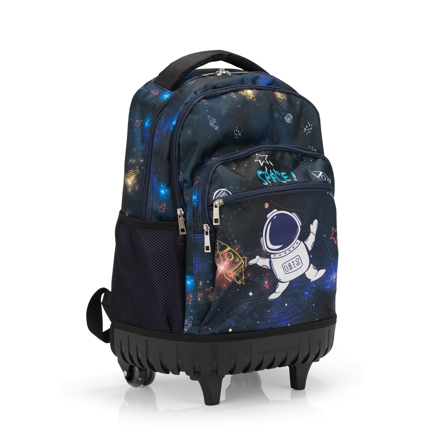 20-Inch 3PCS Kids Rolling Luggage Set, Trolley Backpack with Lunch Bag and Pencil Case for Girls / Boys, Suitcase with Astronaut Pattern
