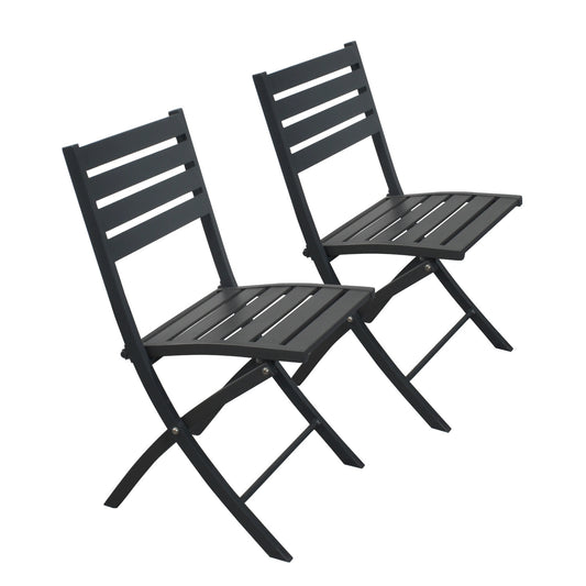 2PCS Outdoor Indoor Folding Chairs Aluminum Patio Dining Chairs, Grey