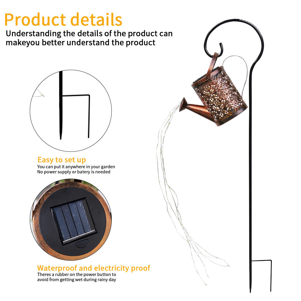 Outdoor Solar Garden Decoration Kettle Light 2 Pack,Warm White 3000K LED Lights, Water-proof, Window Grilles