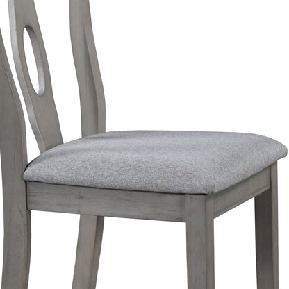 TOPMAX Rustic Wood Padded Dining Chairs for 4, Grey