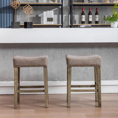 A&A Furniture,Counter Height 26" Bar Stools for Kitchen Counter Backless  Faux Leather Stools Farmhouse Island Chairs (26 Inch, Gray, Set of 2)